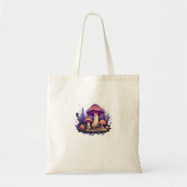 Bolsa Tote Cogumelos Whimsigoth E Cristais Clássicos (Frente)