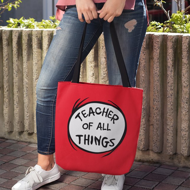 Bolsa Tote Coisa Um Coisa Dois - Professor de todas as Coisas (Person holding tote bag)