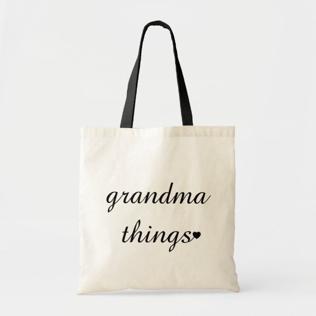 Bolsa Tote Coisas da Vovó Presente Divertido Script Bonito (Frente)