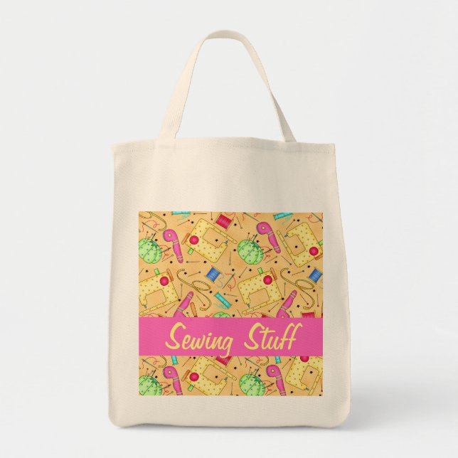 Bolsa Tote Coisas de costura personalizadas de arte de noções (Frente)