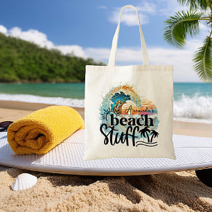 Bolsa Tote Coisas de praia personalizadas com ondas do mar ao