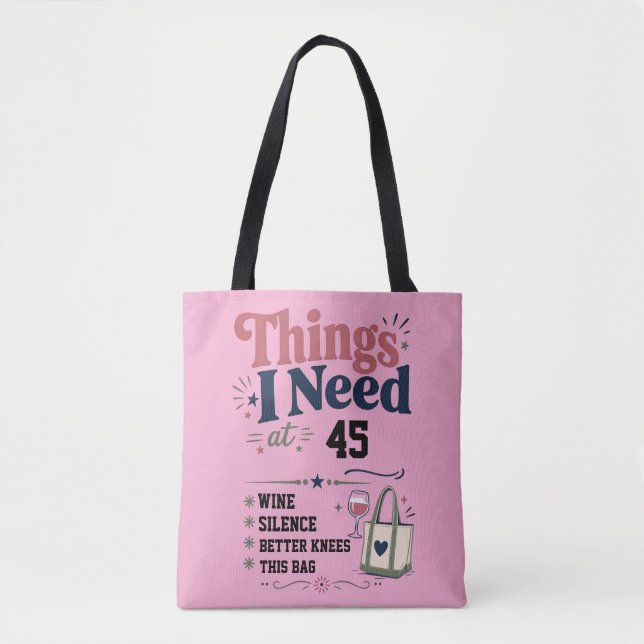 Bolsa Tote Coisas que Preciso aos (Idade) Saco de Presente de (Frente)