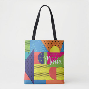 Bolsa Tote Colagem Abstrato Colorido 90s