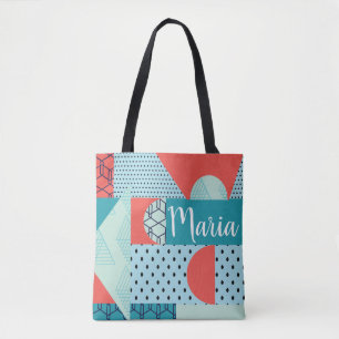 Bolsa Tote Colagem Abstrato Colorido 90s Laranja Teals