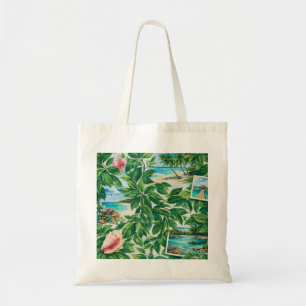 Bolsa Tote Colagem Botânico da Praia Tropical de Barbuda
