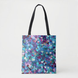 Bolsa Tote Colagem cardíaca com brilho do dia de os namorados