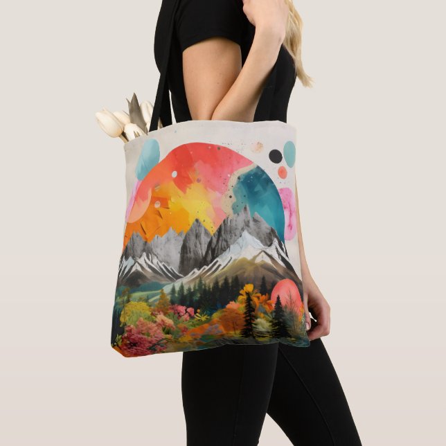 Bolsa Tote Colagem Colorida das Montanhas (Close Up)
