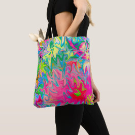 Bolsa Tote Colagem Colorida de Abstrato do Jardim da Flor Col