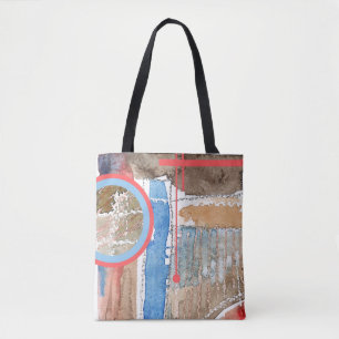 Bolsa Tote colagem da arte abstracta, meios mistos e aguarela