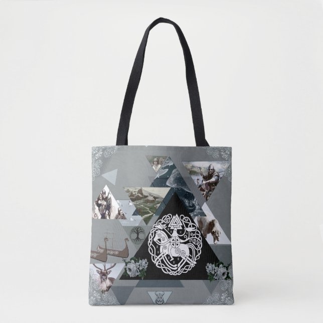 Bolsa Tote Colagem da safra Retro com rendas e flores (Frente)