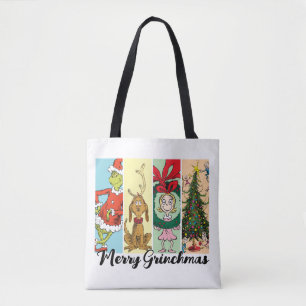 Bolsa Tote Colagem das Festas do Grinch Feliz