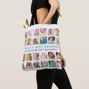 Bolsa Tote Colagem de 24 Fotos Avós Melhor do Mundo