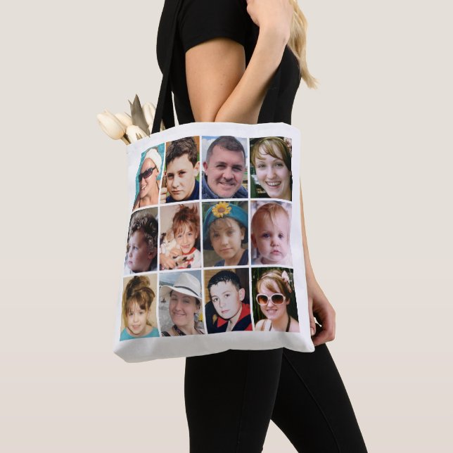 Bolsa Tote colagem de 24 fotos branco (Close Up)