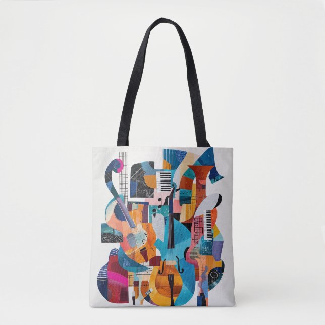 Bolsa Tote Colagem de abstrato de instrumentos musicais (Frente)