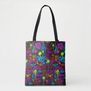 Bolsa Tote Colagem de Arte de Rua com Grafite Neon