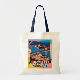 Bolsa Tote Colagem de Arte Pop da Paisagem Noturna da Cidade