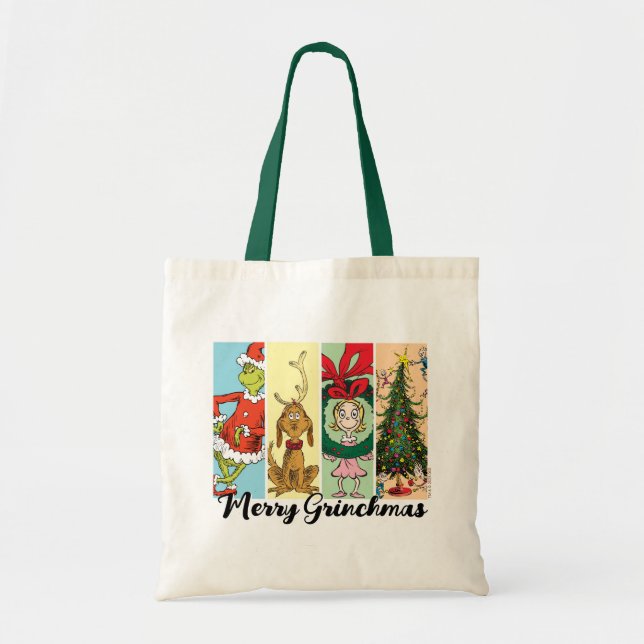 Bolsa Tote Colagem de Férias Feliz Grinchmas (Frente)
