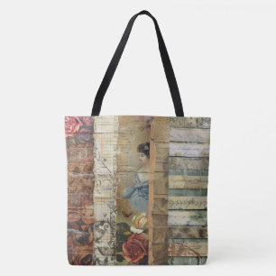 Bolsa Tote Colagem de Folhas de Jornais Rustic Vintage (9)