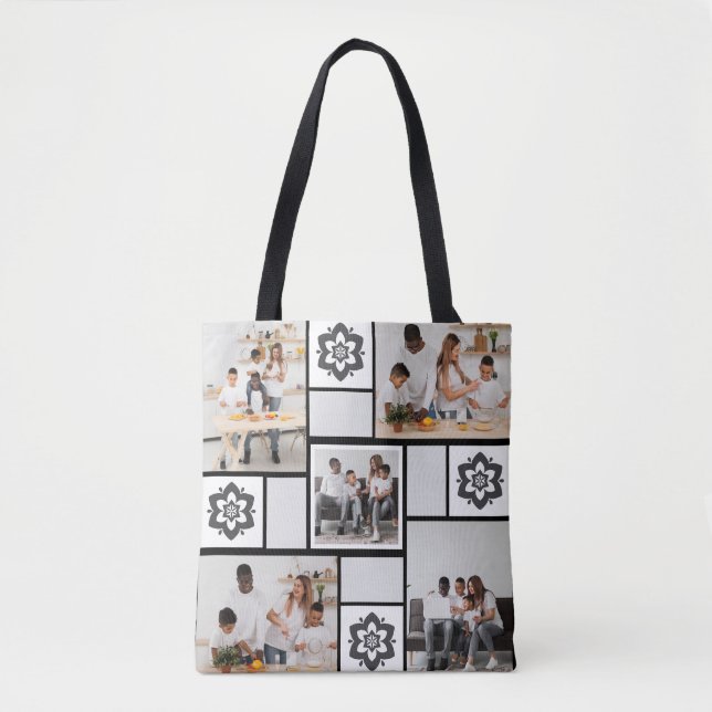 Bolsa Tote Colagem de Fotografias com design Floral 5 (Frente)