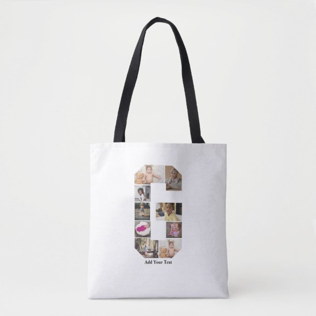 Bolsa Tote Colagem de Fotografias com design Letra G (Frente)
