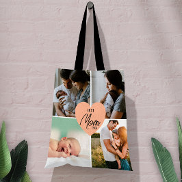 Bolsa Tote Colagem de Fotografias Costom Modern Best Mãe Ever