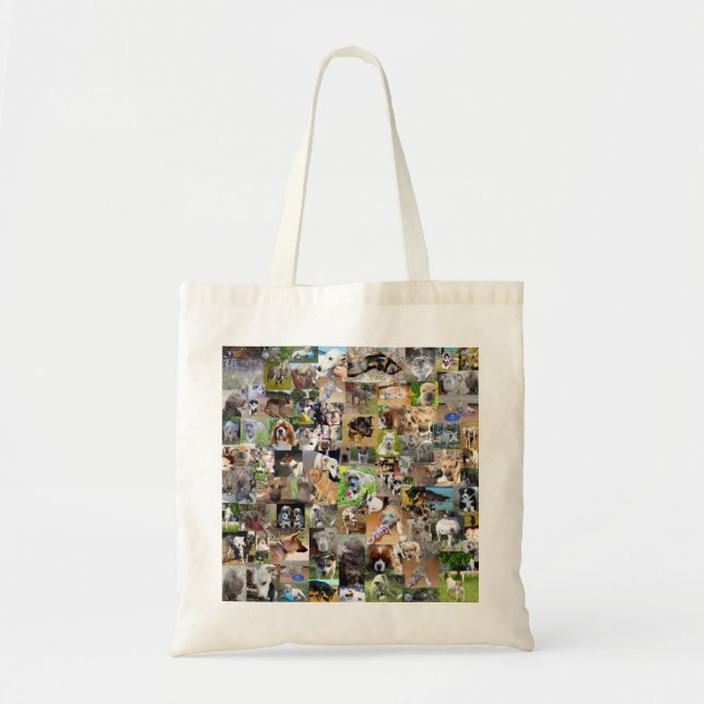 Bolsa Tote Colagem de Fotografias de Cães, (Frente)