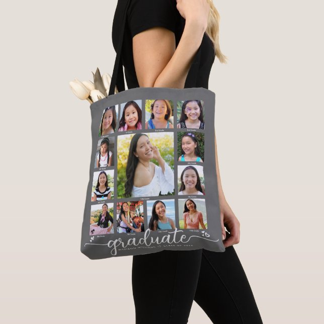 Bolsa Tote Colagem de Fotografias de Script Moderno do K-12 p (Close Up)