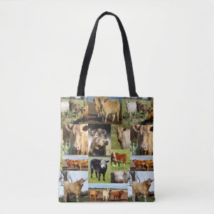 Bolsa Tote Colagem De Fotografias De Vaca,