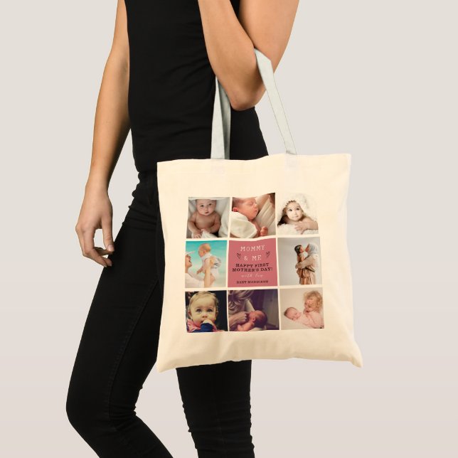 Bolsa Tote Colagem de Fotografias 'Mamãe & Me' Cuta 1rua Dia  (Frente (produto))