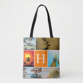 Bolsa Tote Colagem de Fotografias Personalizada 6 Monogramas 