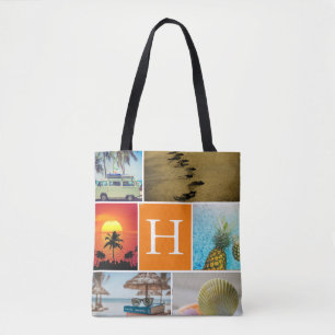 Bolsa Tote Colagem de Fotografias Personalizada 6 Monogramas 