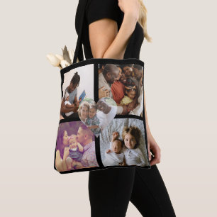 Bolsa Tote Colagem de Fotografias Personalizada Único 5 Coraç