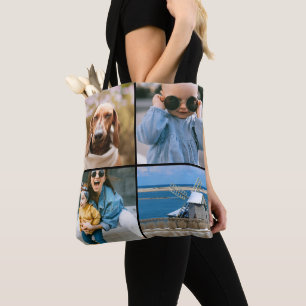 Bolsa Tote Colagem de Fotos, Coisas Favoritas Frente e Trás