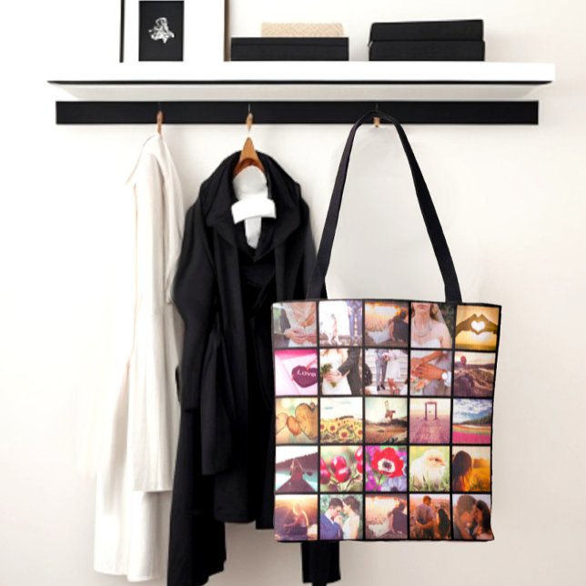 Bolsa Tote colagem de fotos com impressão de ponta dupla (Double sided all over print photo collage tote bag)