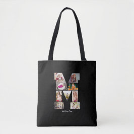 Bolsa Tote Colagem de Fotos com Letra M em Preto e Branco