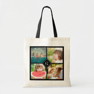 Bolsa Tote Colagem de Fotos da Família Monograma Personalizad