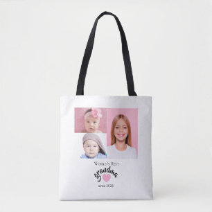 Bolsa Tote Colagem de fotos da Melhor Avó do Mundo