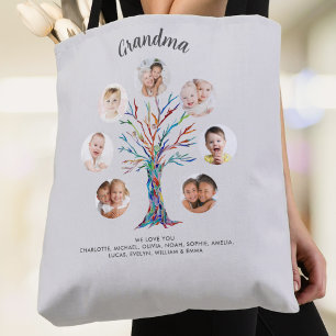 Bolsa Tote Colagem de Fotos da Vovó Cinza