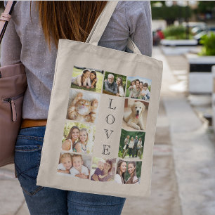 Bolsa Tote Colagem de Fotos de Amor Familiar
