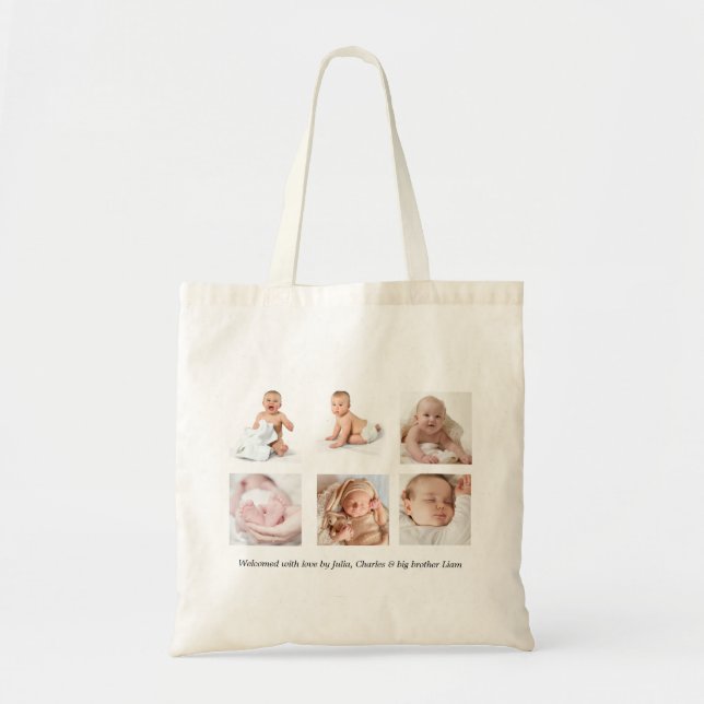 Bolsa Tote Colagem de Fotos de Bebê  (Frente)