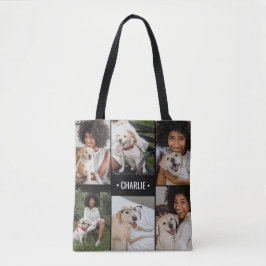 Bolsa Tote Colagem de Fotos de Cães Monograma
