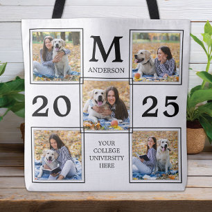 Bolsa Tote Colagem de Fotos de Graduado com Monograma Lembran