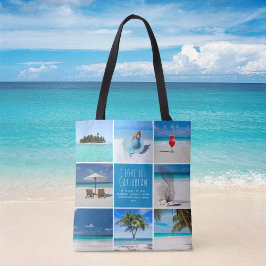 Bolsa Tote Colagem de Fotos de Viagem Personalizada para Dest