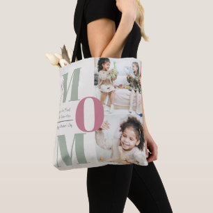 Bolsa Tote Colagem de Fotos do Dia de as mães Moderno   Letra