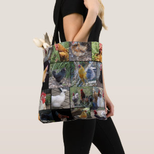Bolsa Tote Colagem de Fotos do Galo de Galinhas,