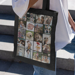 Bolsa Tote Colagem de Fotos Dupla Face com 20 Fotos Elegantes