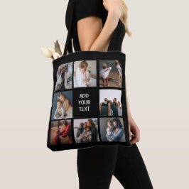 Bolsa Tote Colagem de Fotos Editável - Bandeja de Tota Preta