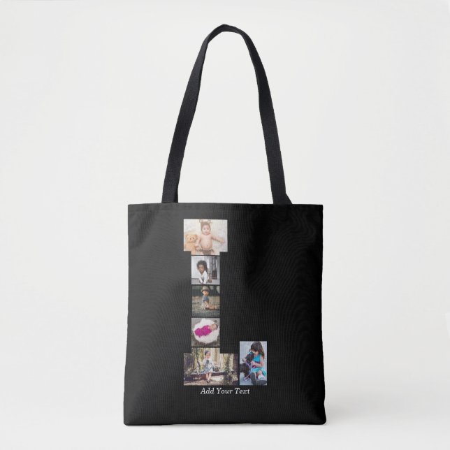 Bolsa Tote Colagem de Fotos em Preto e Branco L (Frente)
