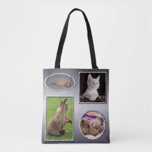 Bolsa Tote Colagem de Fotos Favoritas de Gato de Cães Quatro