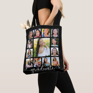 Bolsa Tote Colagem de Fotos Moderna de Script K-12 para Gradu